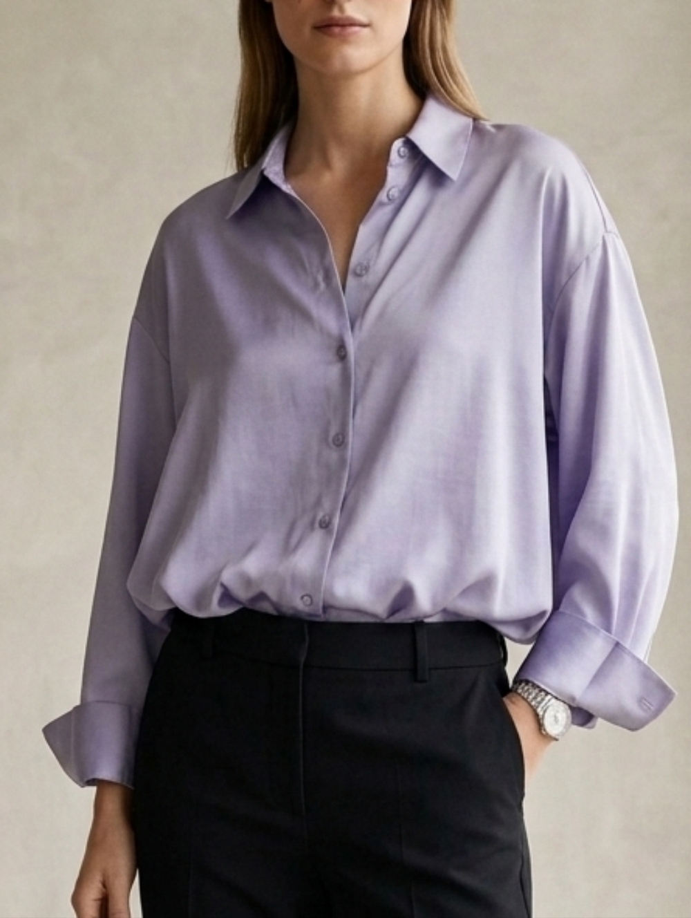 Zara Light Blue Satin Look Collared Button Shirt Size S